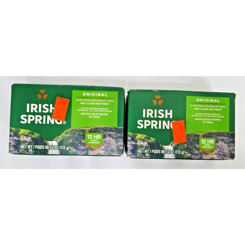 Irish Spring‎ Bar Soap Original Clean 3.7 oz 2 Packs  Deodorant Soap